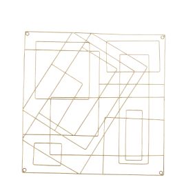 Contemporary Style Square Frame Metal Wall Decor, Gold