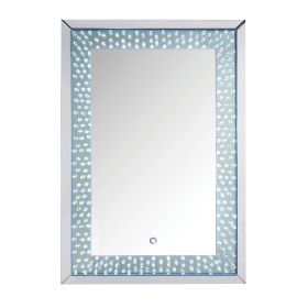 Rectangular Accent Wall Decor with LED Bulb and Beveled Edges, Silver
