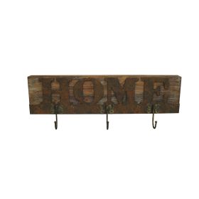 Traditional Wooden Rustic Plaque with Home Engraved, Set of 2, Brown