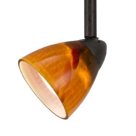 Glass Shade Track Light Head with Metal Frame, Yellow and Dark Bronze
