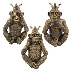 Polyresin Monkey Accent Decor, Set of 3, Gold