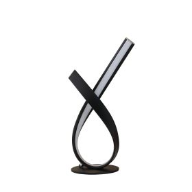 Metal Upright Knotted Design Table Lamp with Round Shaped Base, Black and Gray