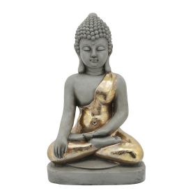 Sitting Buddha Design Resin Accent Decor, Gray