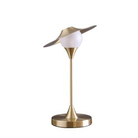 Table Lamp with Metal Base and Glass Globe Shade, Gold