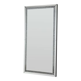 Floor Mirror with Faux Diamond Inlays and LED Trim, Silver