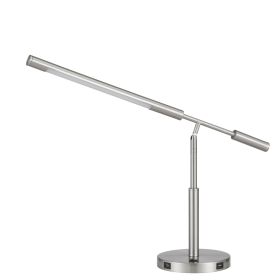 16 Inch Adjustable LED Office Desk Lamp, 2 USB Ports, Silver