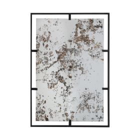 Tui 32 Inch Accent Wall Mirror, Antique Style Rectangular Black Metal Frame