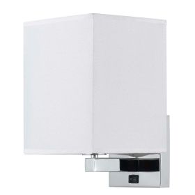 12 Inch Modern Wall Lamp with Fabric Shade, On Off Rocker Switch, White