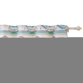 Kiev 84 Inch Window Valance, Microfiber Blue Southwest Design, Grommets