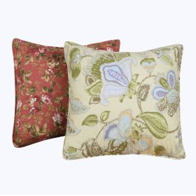 Eiger Fabric Decorative Pillow with Floral Prints, Set of 2, Multicolor