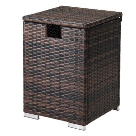 [Replace 95812680]40*40*57cm Iron Frame Gas Bottle Storage Rattan Side Table Brown Gradient