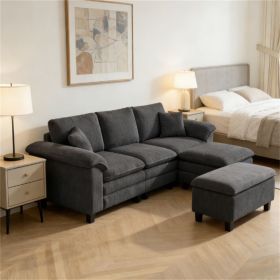 Segmented sofa, L-shaped sofa, living room sofa, dark gray
