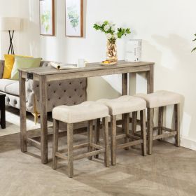 4-Piece Bar Table Set with Power Outlet, Dining Bar Table and Chairs Set,Bar Table Set with 3 Padded Stools for Living Room, Dining Room, Game Ro