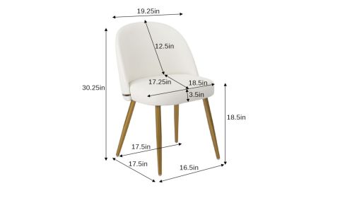 Hengming PU dining chair, metal leg without armrest, suitable for dining room, living room, kitchen,set of 2