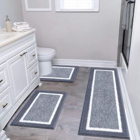 Three-piece bathroom rug set, ultra-fine microfiber long-pile bathroom set, non-slip and super soft mat, highly absorbent, suitable for bathrooms