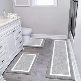 Bathroom rug set of three pieces, non-slip and absorbent bath mat, ultra-fine fiber soft and absorbent long-pile carpet