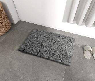 Bath Mat Rug; Bathroom Rug; Bath Mat Non-Slip; Soft Chenille Shower Mats for Bathroom; Super Water Absorbent; Machine Washable; (Dark gray; 40" x