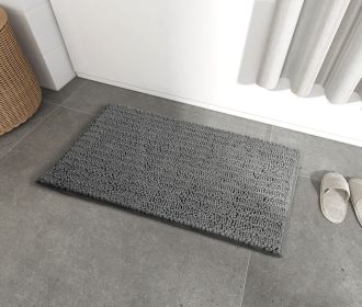 Non Slip Chenille Bath Mat for Bathroom Rugs 50" x 80"; Extra Soft and Absorbent Microfiber Shag Rug; Machine Wash Dry; Shower; and Room- Dark Gr