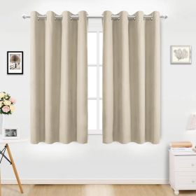 34 In. W X 84 In. L Blackout Curtains With Grommet Top Room Darkening Noise Reducing, Beige(1 Panel), Silencer Clip (Option: beige)