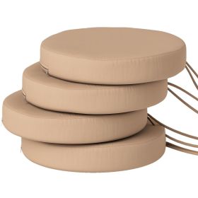 Patio Chair Cushions Set Of 4 Round Seat Cushions For Dining Bistro Chairs Machine Washable, 15 X 15 X 3, Khaki (Option: Khaki)